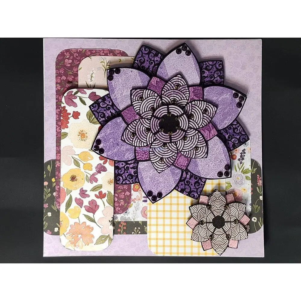 Handmade Dimensional Card - Generic - Birthday - Miss You - Hello - Purple Lotus